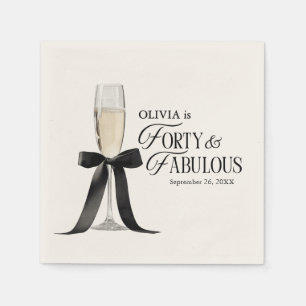 Vierzig und Fabulous Chic Champagner-Schleife 40. Serviette