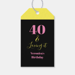 Vierzig und Lieben es 40. Geburtstag Gelb Schwarz Geschenkanhänger