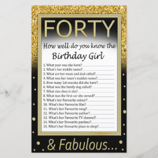 Vierzig Wie gut kennst du das Geburtstagsmädchen?