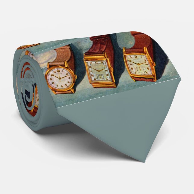 Vierzigerjahre Armbanduhr-Neuheitsdruck Krawatte (Gerollt)