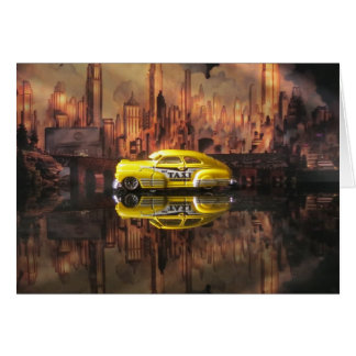 Vierzigerjahre Miniaturtaxi vor NYC Hintergrund