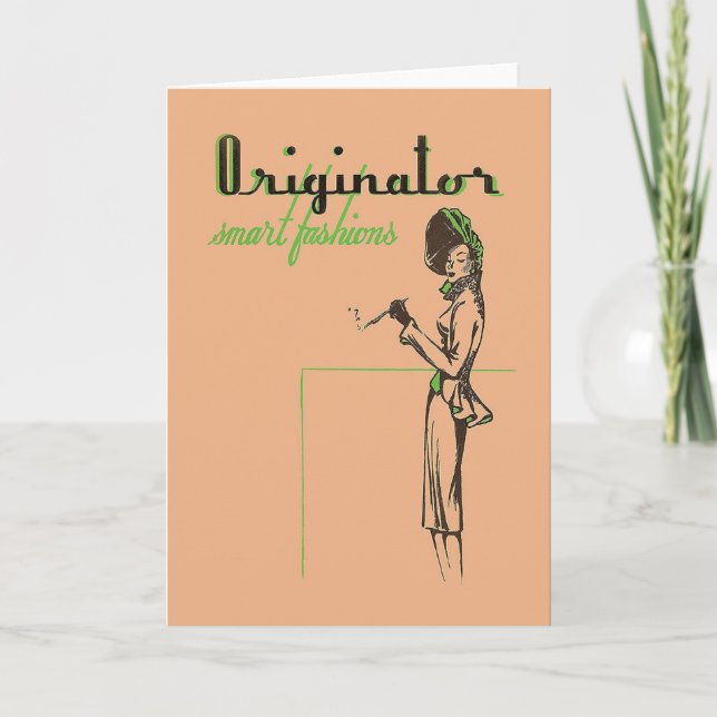 Vierzigerjahre Mode-Illustrations-Gruß-oder Karte (Vorderseite)