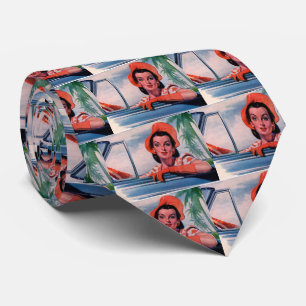 Vierzigerjahre schöne Frau im Auto Krawatte