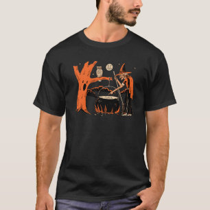 Vierzigerjahre Vintage Halloween-Hexe mit großem T-Shirt