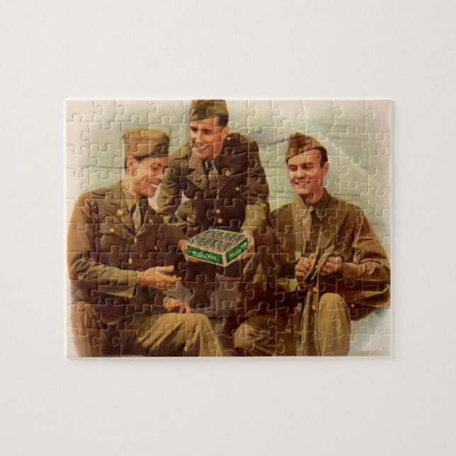 Vierzigerjahre WWII Anzeigensoldaten mit Süßigkeit Puzzle (Horizontal)