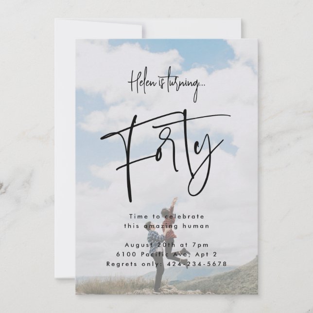 Vierziges Foto Einladung (Vorderseite)