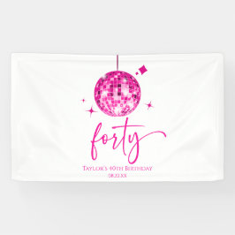Vierziges Pink Disco Ball 40. Geburtstag Party Banner
