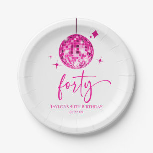 Vierziges Pink Disco Ball 40. Geburtstag Party Pappteller