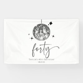 Vierziges Silver Disco Ball 40. Geburtstag Party Banner