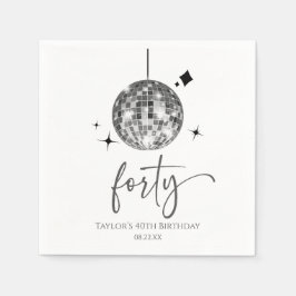 Vierziges Silver Disco Ball 40. Geburtstag Party Serviette