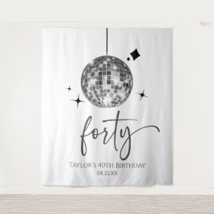 Vierziges Silver Disco Ball 40. Geburtstag Party Wandteppich