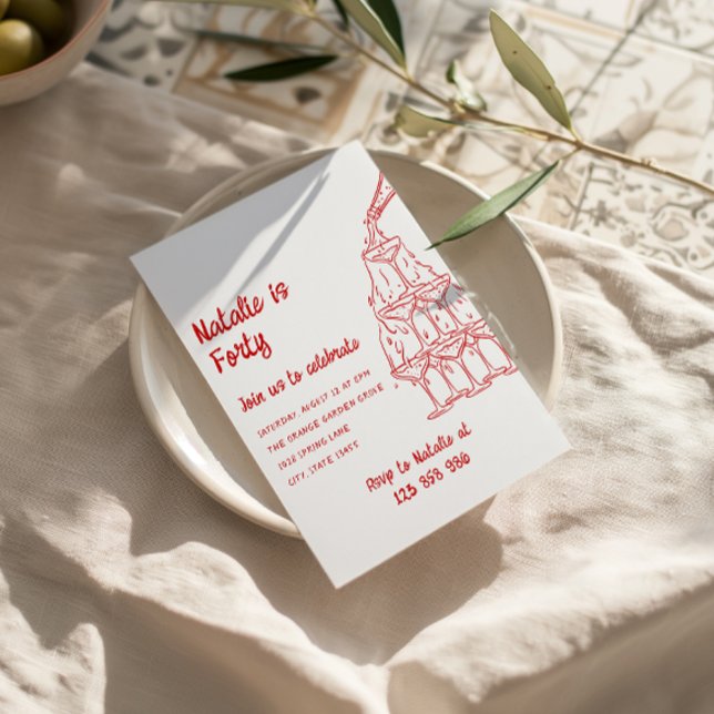 Vierzigjähriger Champagnerturm mit Kunstrasen Einladung (Von Creator hochgeladen)