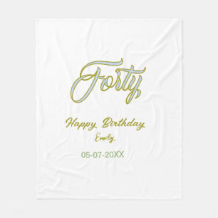 vierzigster Geburtstag Name Datum blau grün Pastel Fleecedecke