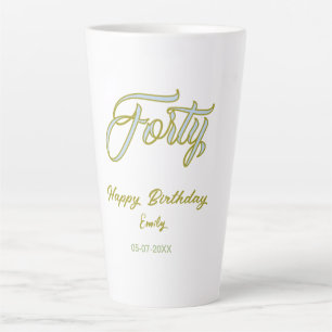 vierzigster Geburtstag Name Datum blau grün Pastel Milchtasse