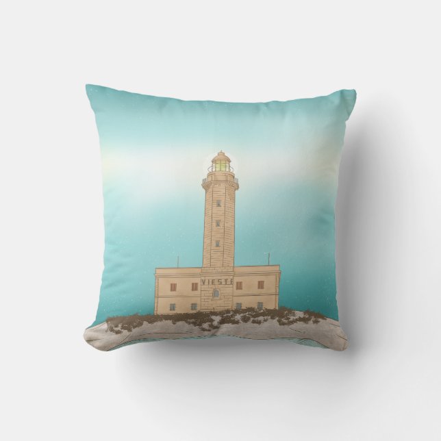 Vieste Lighthouse Italien Kissen (Vorderseite)