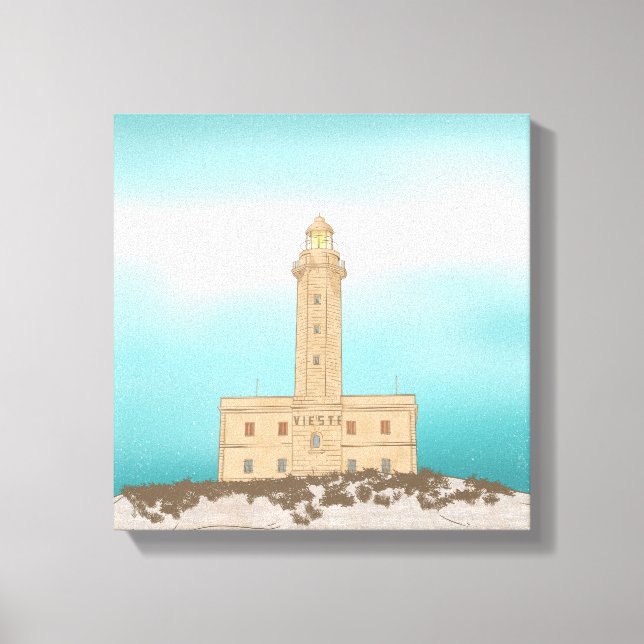 Vieste Lighthouse Italien Leinwanddruck (Vorderseite)