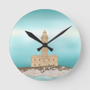 Vieste Lighthouse Italien Runde Wanduhr