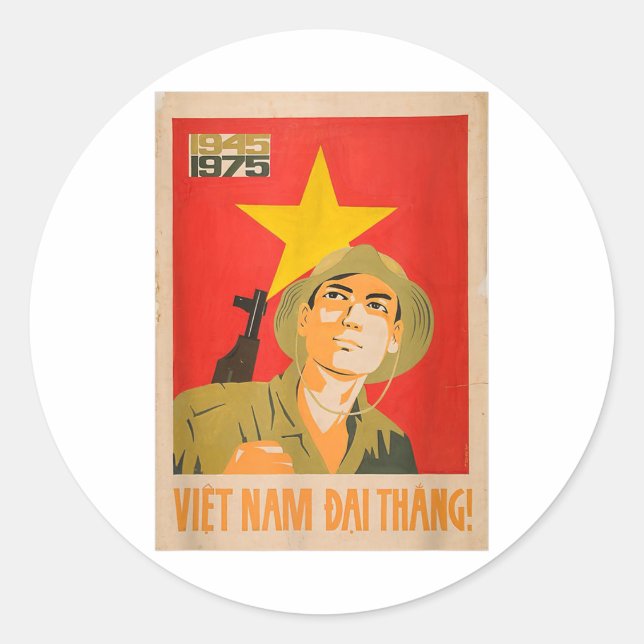 Vietcong Propaganda Poster - Kommunistischer Vietn Runder Aufkleber (Vorderseite)