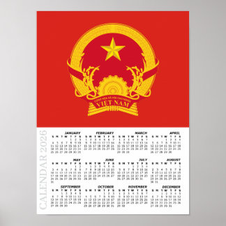 Vietnam 2026 Calendar, Large, Vietnamese Flag Poster