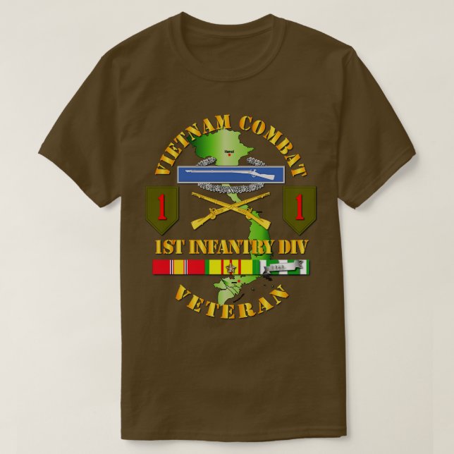 Vietnam Combat Infantry Veteran w 1st Inf Div SSI T-Shirt (Design vorne)
