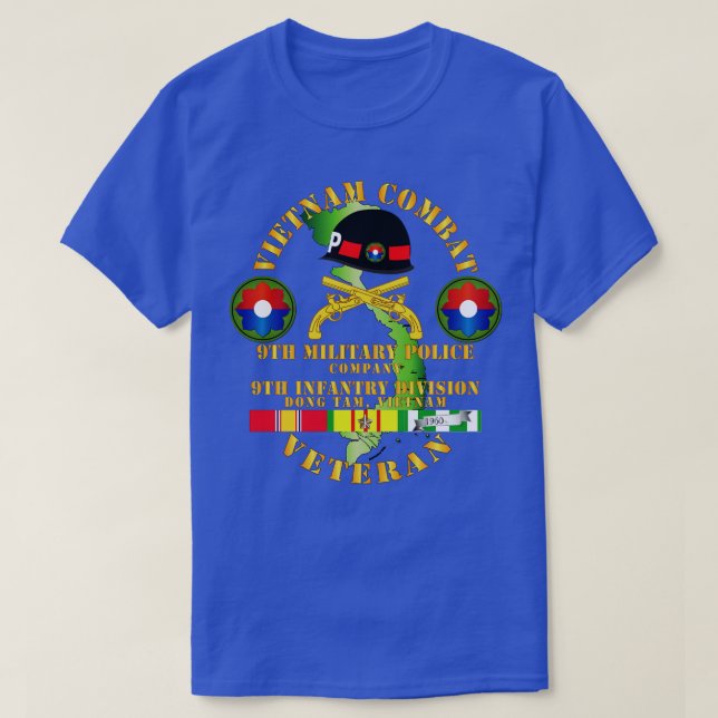 Vietnam Combat Veteran W9. Militäropole Co w T-Shirt (Design vorne)