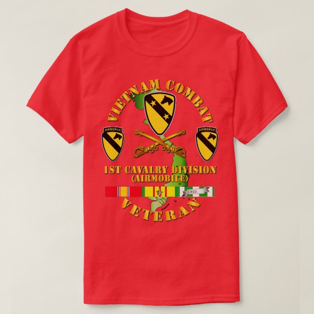 Vietnam Combat Veteran w 1. Cav DUI T-Shirt (Design vorne)