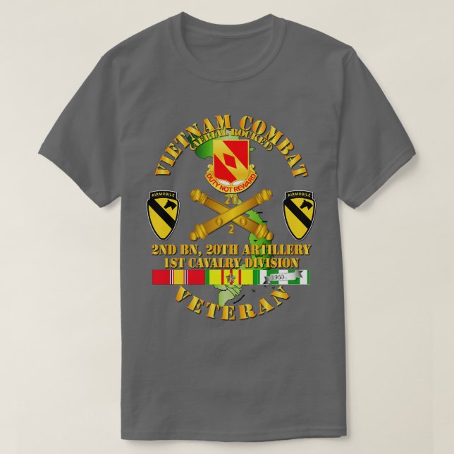 Vietnam Combat Veteran w 2. Bn 20. Artillerie DUI T-Shirt (Design vorne)