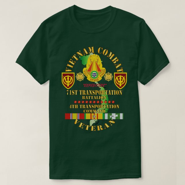 Vietnam Combat Veteran w 71. Transportation Bn 4t T-Shirt (Design vorne)
