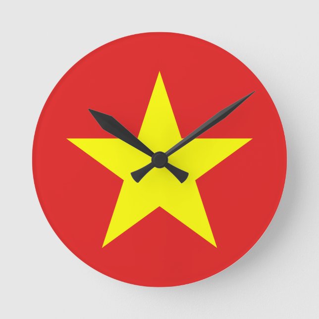 Vietnam Fahnenmauer Runde Wanduhr (Vorderseite)