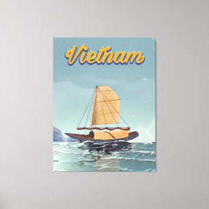 Vietnam Fischerboot Vintage Reiseplakat Leinwanddruck