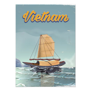 Vietnam Fischerboot Vintage-Reiseposter Fotodruck