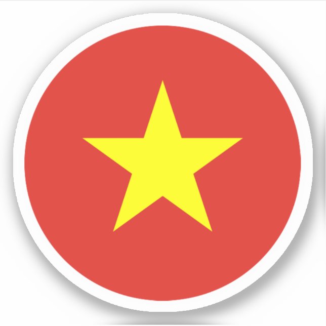 Vietnam-Flag-Round-Sticker Aufkleber (Vorderseite)