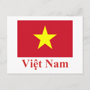 Vietnam-Flagge mit Name in Vietnam Postkarte