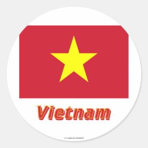 Vietnam-Flagge mit Namen Runder Aufkleber