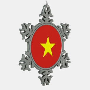 Vietnam-Flagge Schneeflocken Zinn-Ornament