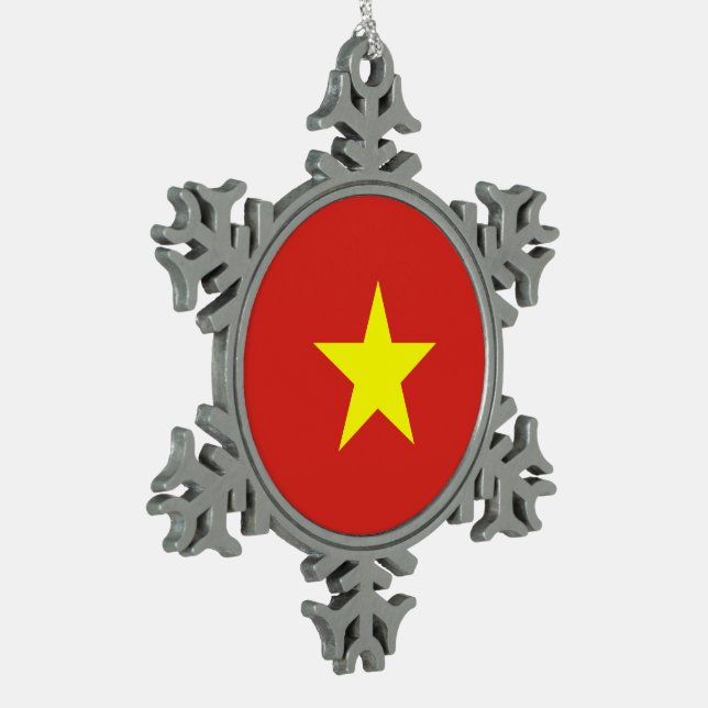 Vietnam-Flagge Schneeflocken Zinn-Ornament (Links)