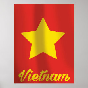 Vietnam-Flagge Vintage-Reiseposter Poster