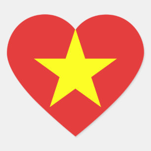 Vietnam-Flaggen-Gelb-Stern-Herz-Aufkleber Herz-Aufkleber
