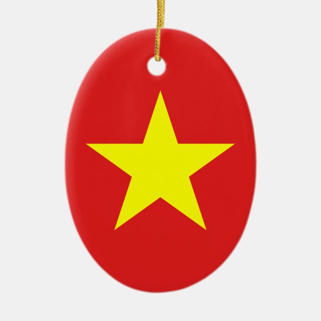 Vietnam Flaggen Gelbe Sterne Oval Ornament (Vorne)