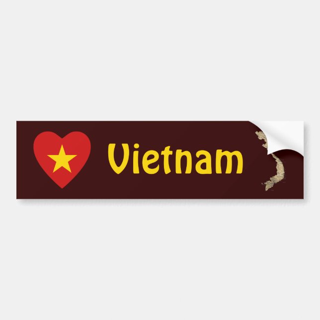 Vietnam-Flaggen-Herz + Karten-Autoaufkleber Autoaufkleber (Vorne)