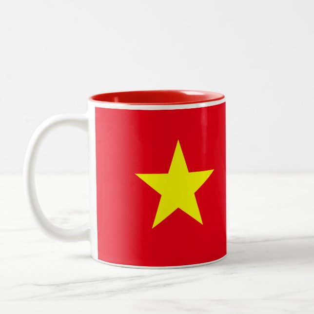 Vietnam-Flaggen-Tasse Zweifarbige Tasse (Links)