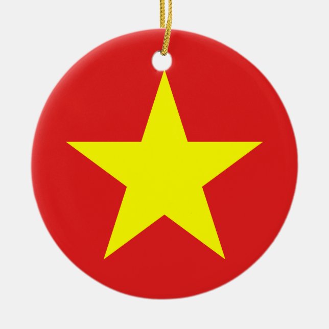Vietnam Flaggen Yellow Star Round Ornament (Vorne)