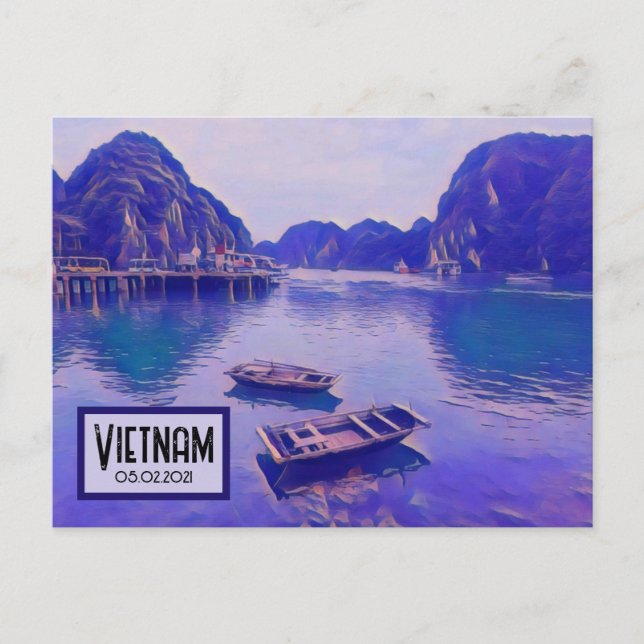 Vietnam Ha Long Bay benutzerdefinierbare Datumskar Postkarte (Vorderseite)
