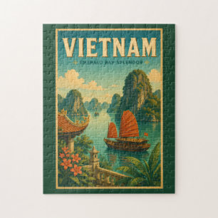 Vietnam-Ha-Long-Bucht-Illustration-Reise-Kunst-Ret Puzzle