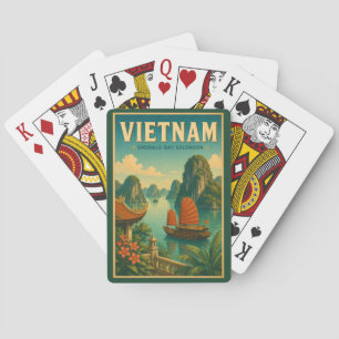 Vietnam-Ha-Long-Bucht-Illustration-Reise-Kunst-Ret Spielkarten