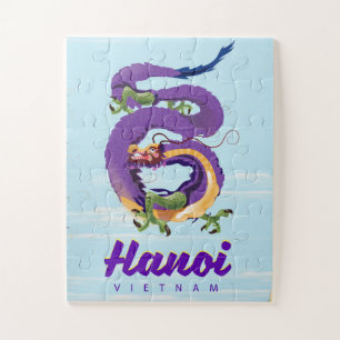 Vietnam Hanoi Vintage-Drachen-Reiseposter Puzzle