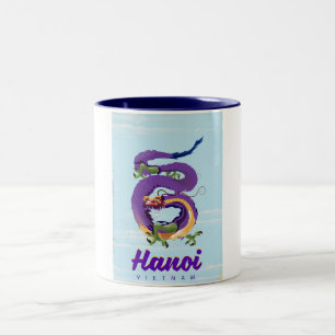 Vietnam Hanoi Vintage-Drachen-Reiseposter Zweifarbige Tasse