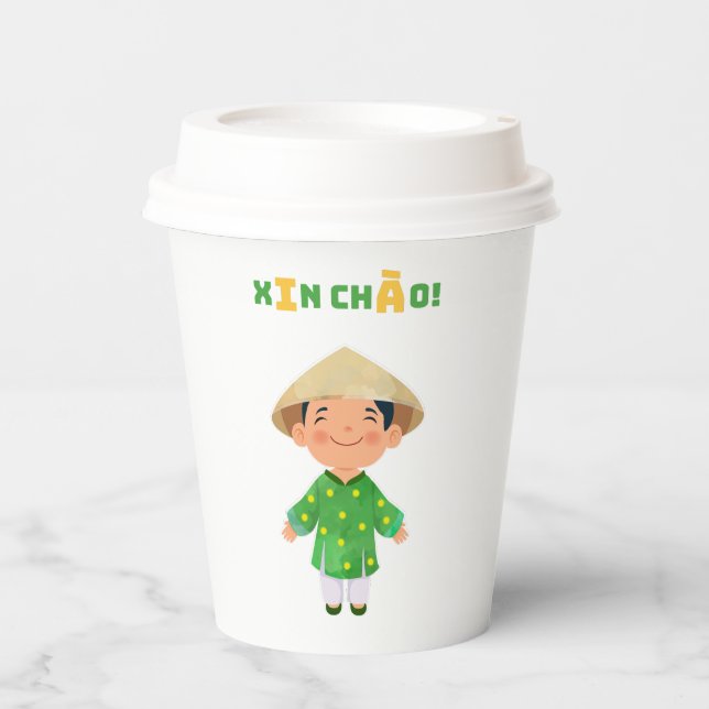 Vietnam Hello Cup - "Xin Chào" Pappbecher (Vorderseite)