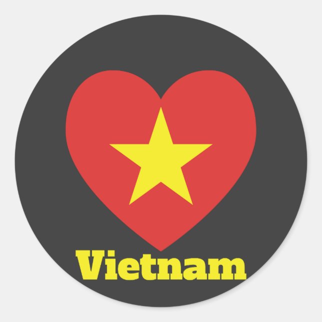 Vietnam-Herzenflagge Runder Aufkleber (Vorderseite)