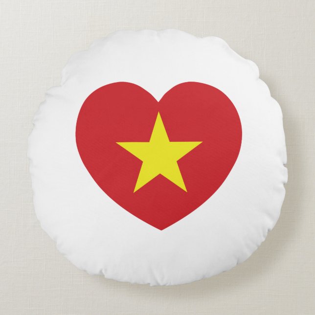 Vietnam-Herzenflagge Rundes Kissen (Vorderseite)